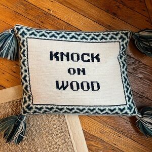 Tory Burch Blue and Cream Accent Pillow